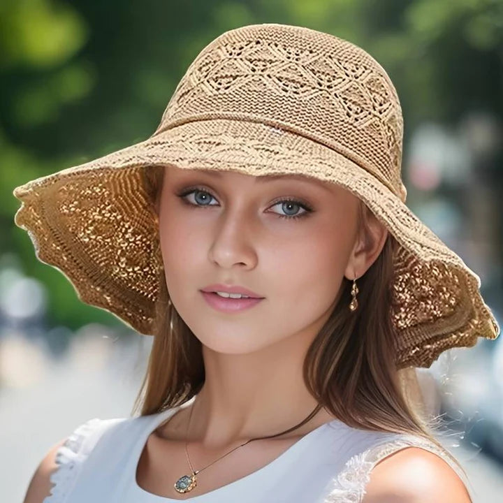 Women’s Wide Brim Sun Hat – UV Protection Foldable and Elegant