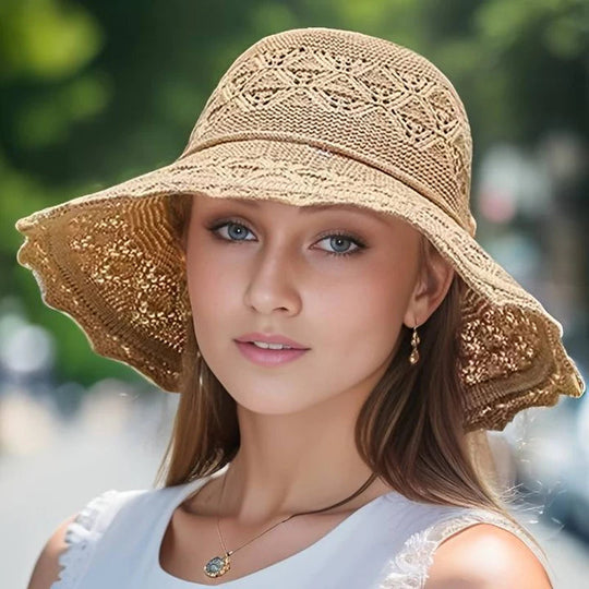 Women’s Wide Brim Sun Hat – UV Protection Foldable and Elegant