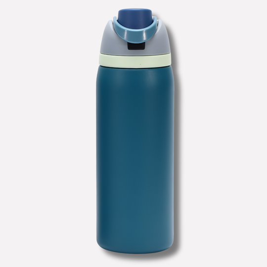 Borraccia in acciaio inox con cannuccia - 1 litro isolata, a prova di perdite e riutilizzabile