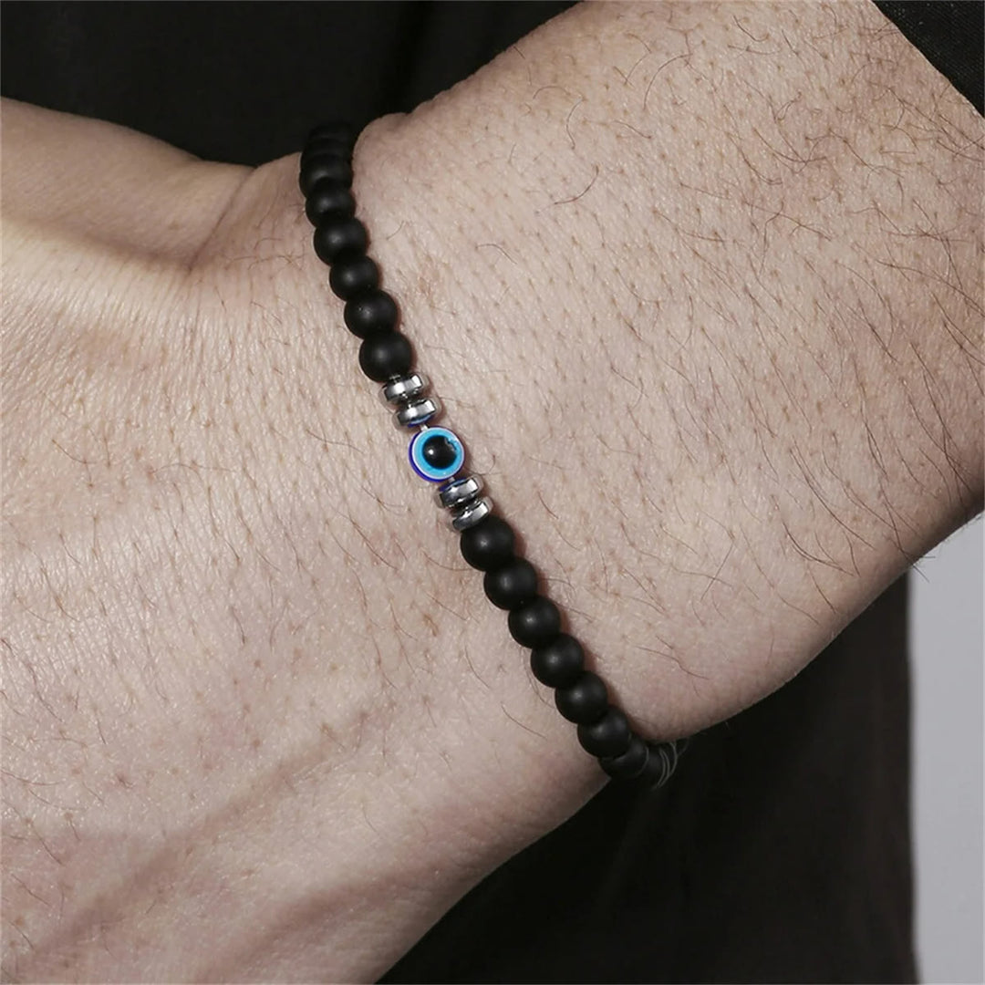 Herenarmband - 4mm Natuursteen met Boze Oog kraal