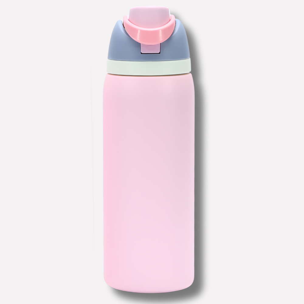 RVS Drinkfles met Rietje - 1 Liter Geïsoleerd Lekvrij en Herbruikbaar