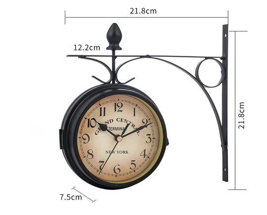 Double-Sided Wall Clock in Vintage Design