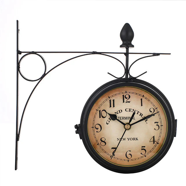 Double-Sided Wall Clock in Vintage Design