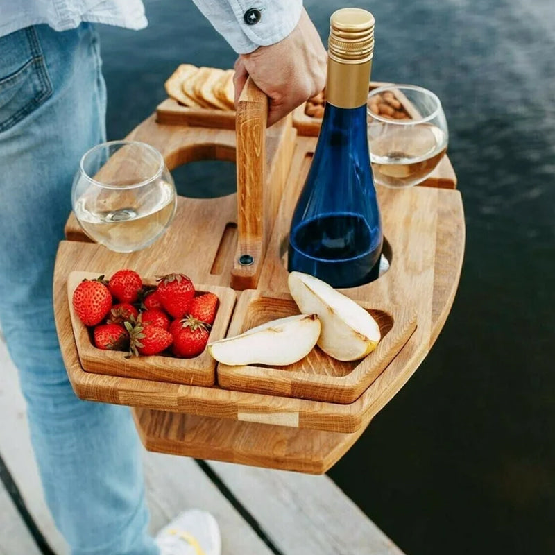Træ & Bakke – Bærbart Bord til Natur og Vin