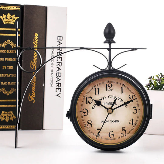 Double-Sided Wall Clock in Vintage Design