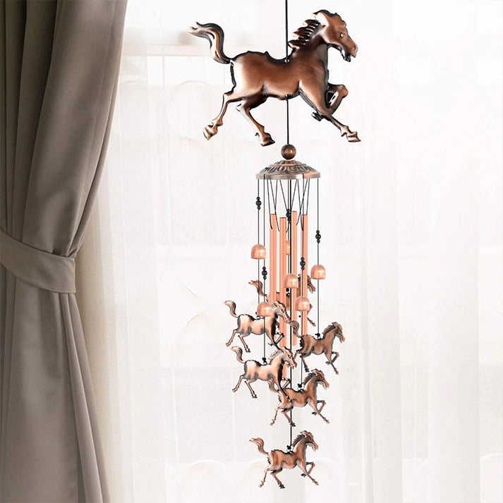 Bronze Retro Wind Chime with Horse Motif