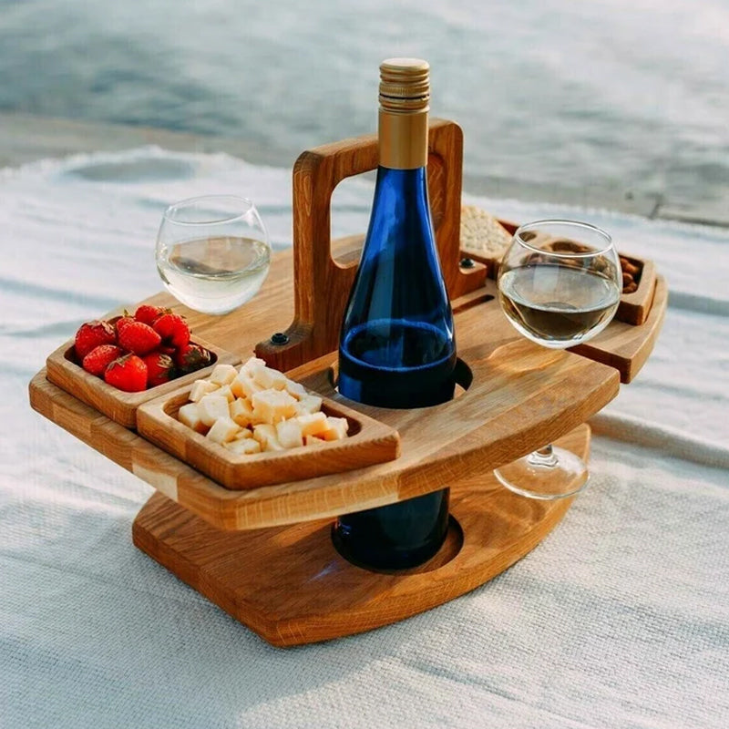 Træ & Bakke – Bærbart Bord til Natur og Vin