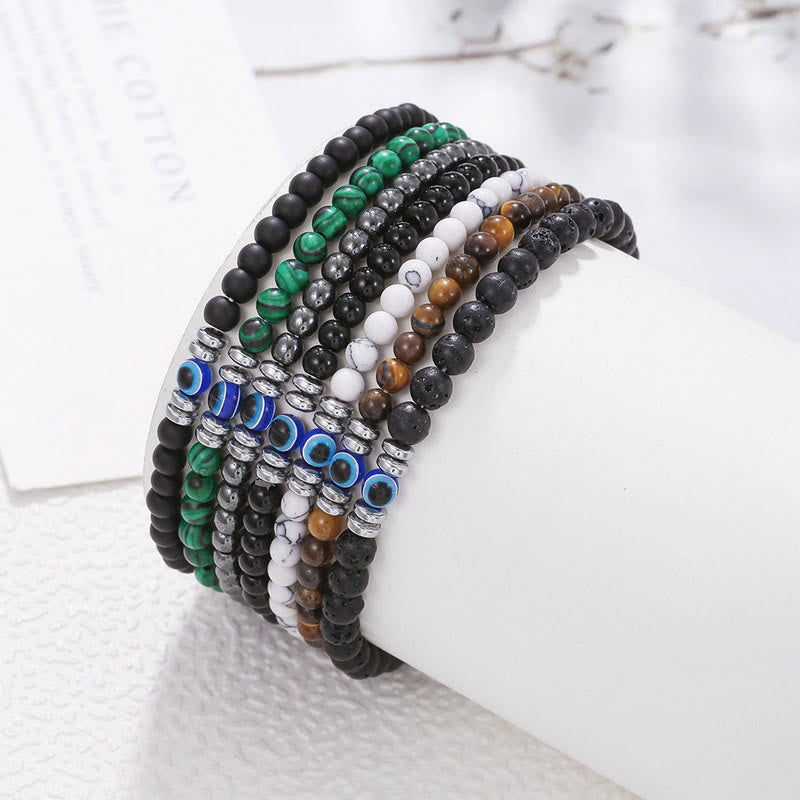 Herenarmband - 4mm Natuursteen met Boze Oog kraal