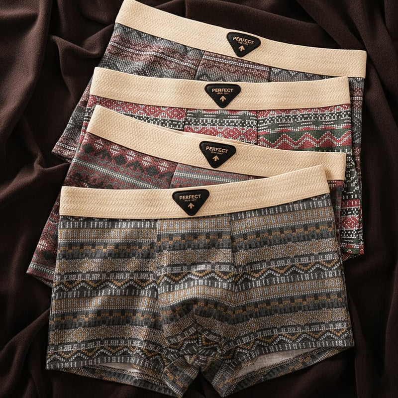 Cotton Blend Boxer Shorts with Geometric Pattern