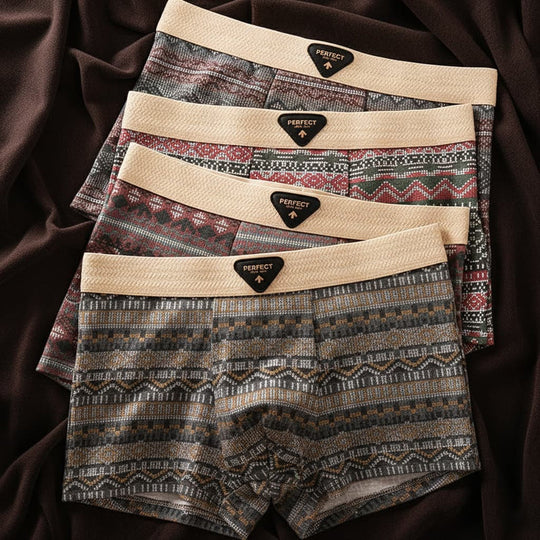 Cotton Blend Boxer Shorts with Geometric Pattern