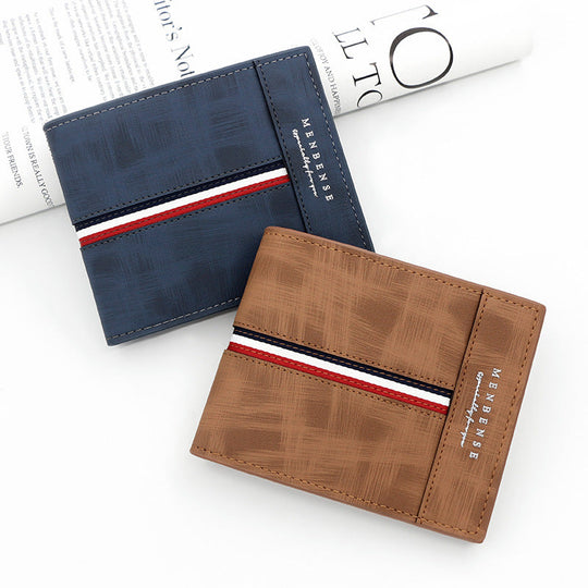 Bifold Herren-Geldbörse mit doppelt genähten Nähten