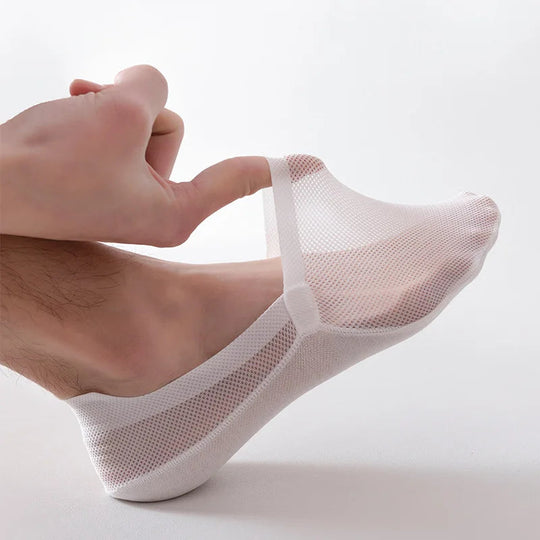 Low-Cut Mesh Lining Socks for Women | Non-Slip Silicone Grip