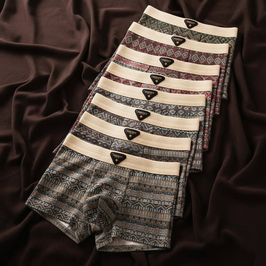 Cotton Blend Boxer Shorts with Geometric Pattern