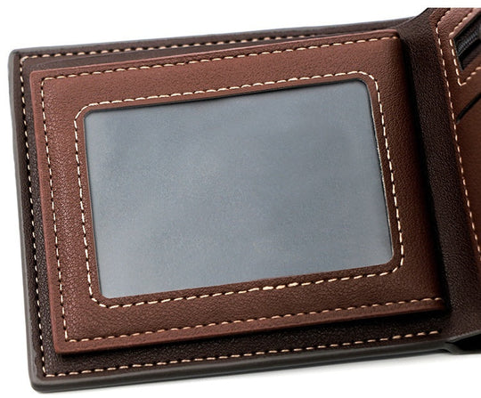 Bifold Herren-Geldbörse mit doppelt genähten Nähten
