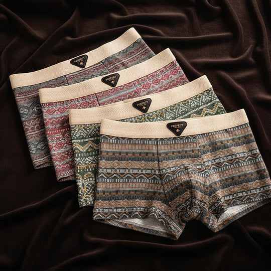 Cotton Blend Boxer Shorts with Geometric Pattern