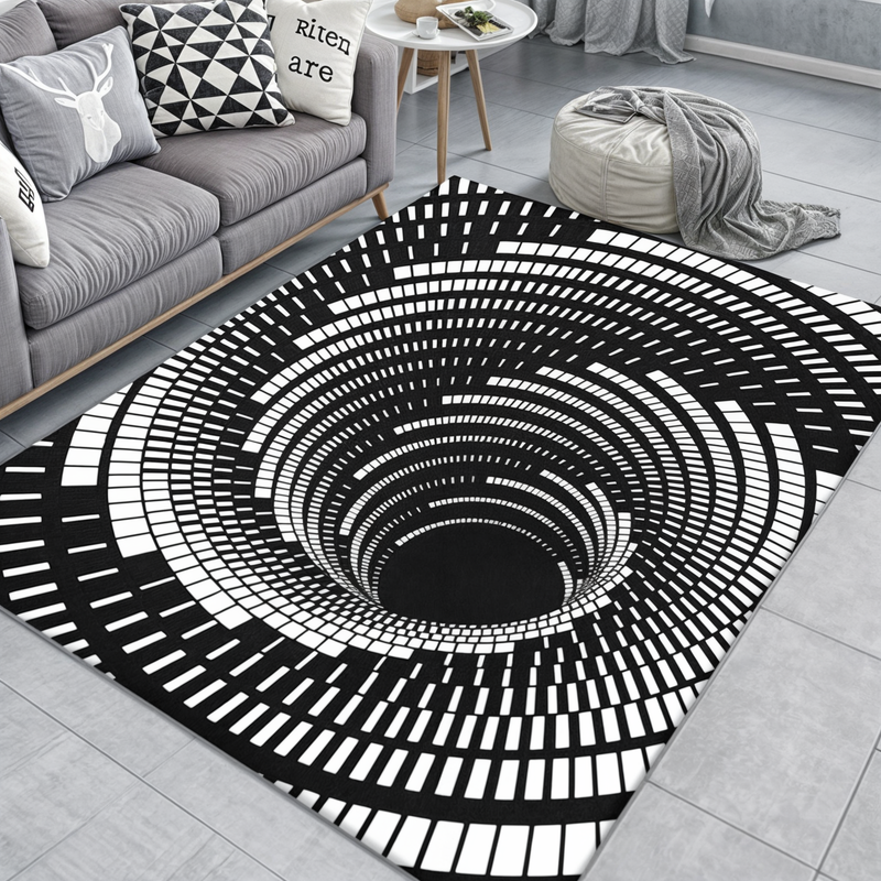 3D optisk illusion dörrmatta - geometrisk schackbräde halkfri golvmatta