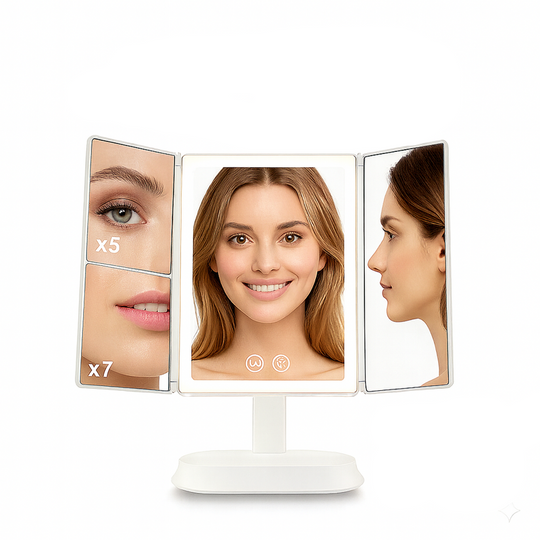 Dreibein LED Beleuchtung Schminkspiegel | Verstellbarer Kosmetik Tischspiegel