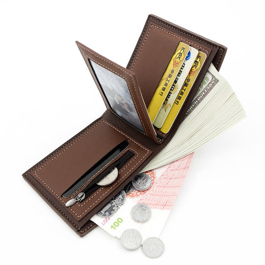 Bifold Herren-Geldbörse mit doppelt genähten Nähten