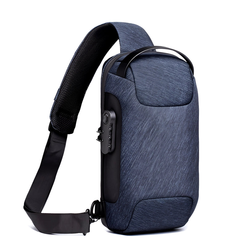 Anti-Theft Locking Sling Bag for Men | USB Port Crossbody