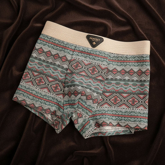 Cotton Blend Boxer Shorts with Geometric Pattern