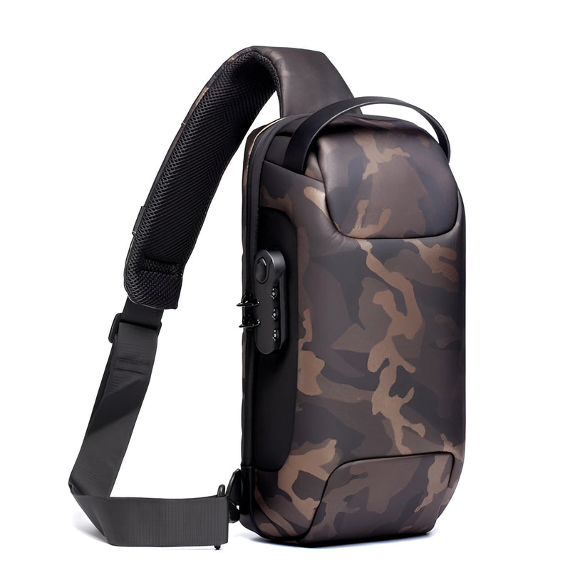 Anti-Theft Locking Sling Bag for Men | USB Port Crossbody
