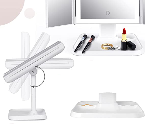Dreibein LED Beleuchtung Schminkspiegel | Verstellbarer Kosmetik Tischspiegel