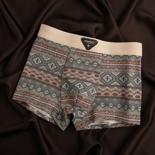 Cotton Blend Boxer Shorts with Geometric Pattern