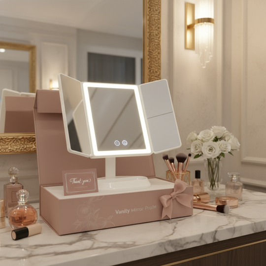 Dreibein LED Beleuchtung Schminkspiegel | Verstellbarer Kosmetik Tischspiegel