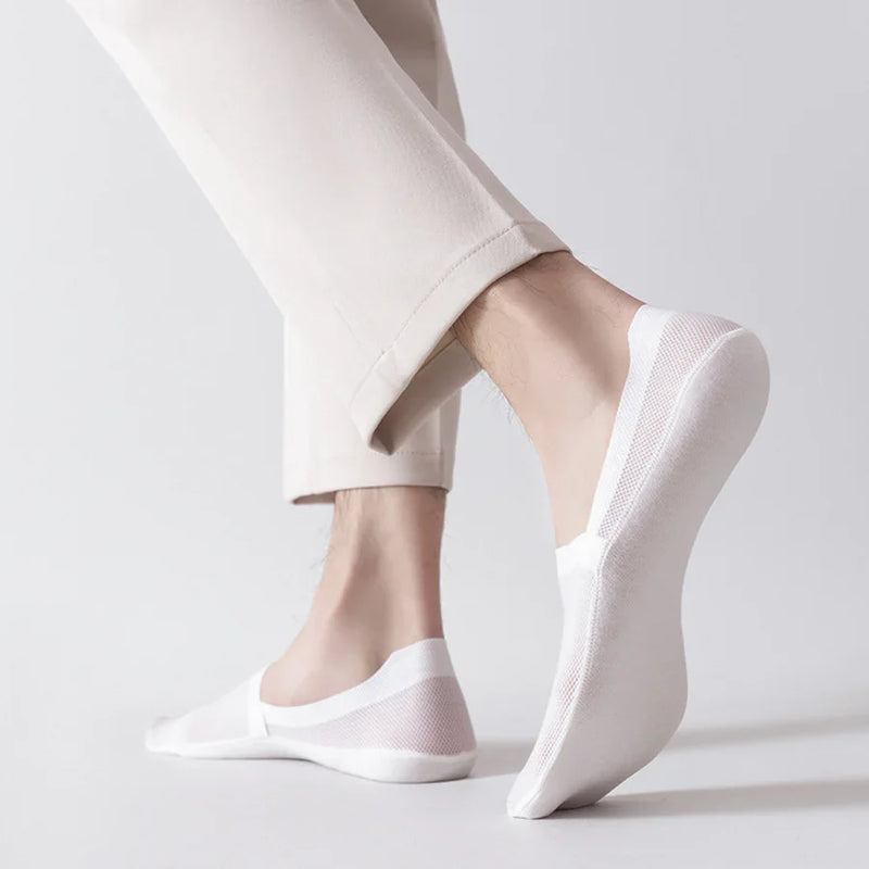 Low-Cut Mesh Lining Socks for Women | Non-Slip Silicone Grip