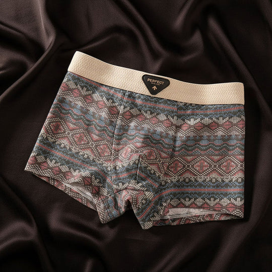 Cotton Blend Boxer Shorts with Geometric Pattern