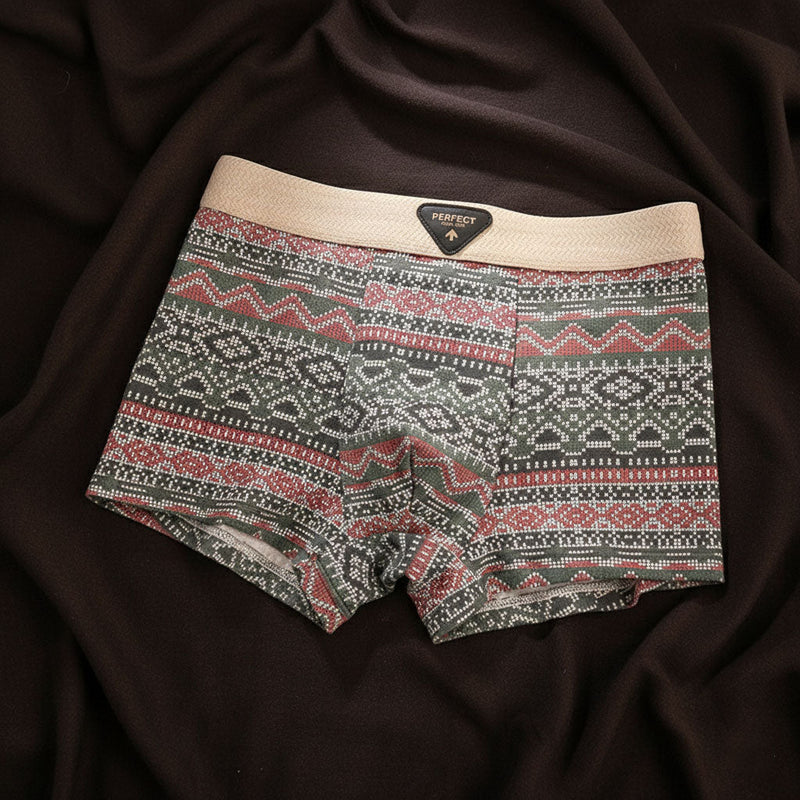 Cotton Blend Boxer Shorts with Geometric Pattern