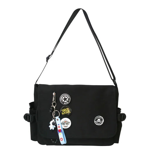 Nylon Crossbody Messenger Bag | Utility Shoulder Bag with Multiple Compartments