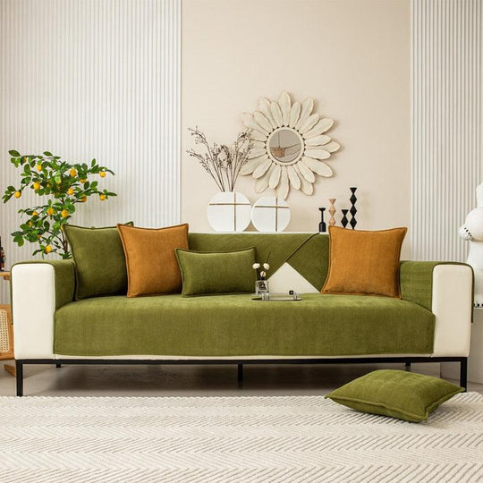 Antislip Bankhoes | Fleece Couch Omslag met Anti-Schuif Onderkant