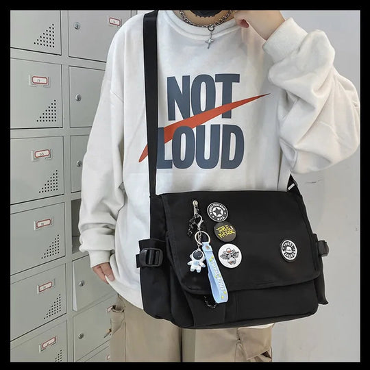 Nylon Crossbody Messenger Bag | Utility Shoulder Bag with Multiple Compartments