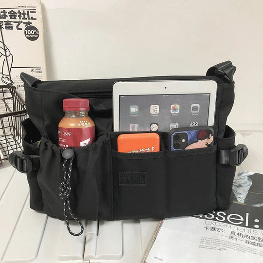 Nylon Crossbody Messenger Bag | Utility Shoulder Bag with Multiple Compartments