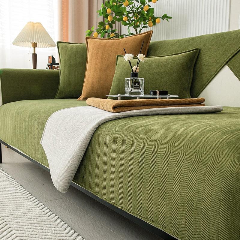 Antislip Bankhoes | Fleece Couch Omslag met Anti-Schuif Onderkant