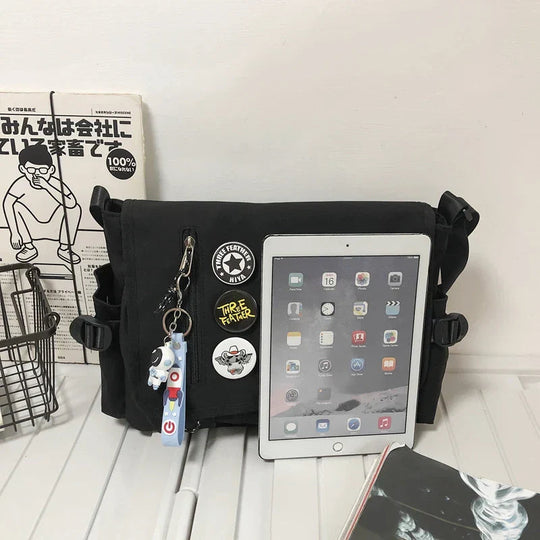 Nylon Crossbody Messenger Bag | Utility Shoulder Bag with Multiple Compartments