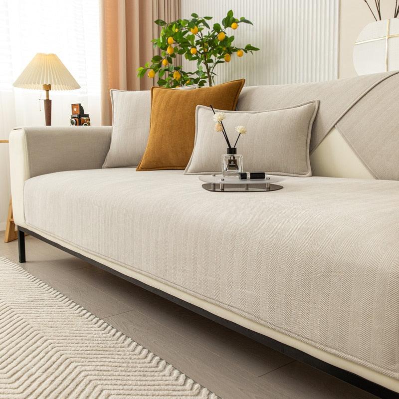 Antislip Bankhoes | Fleece Couch Omslag met Anti-Schuif Onderkant