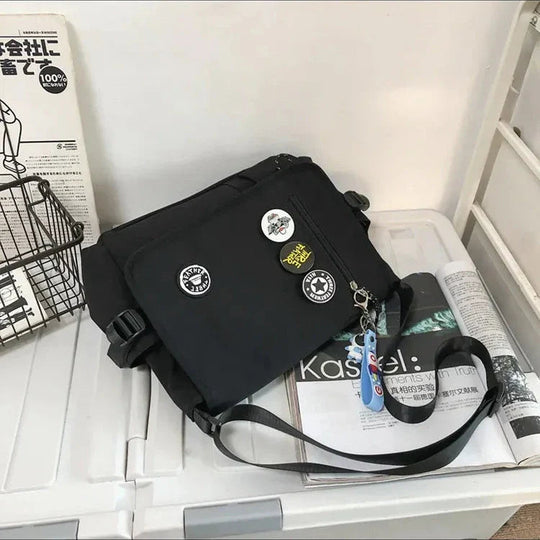 Nylon Crossbody Messenger Bag | Utility Shoulder Bag with Multiple Compartments