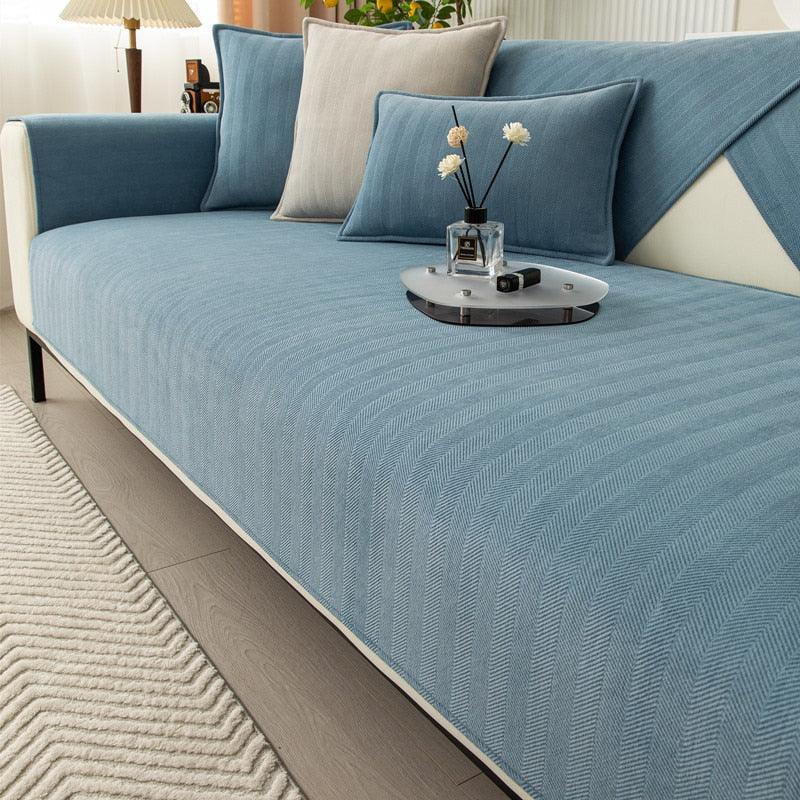 Antislip Bankhoes | Fleece Couch Omslag met Anti-Schuif Onderkant