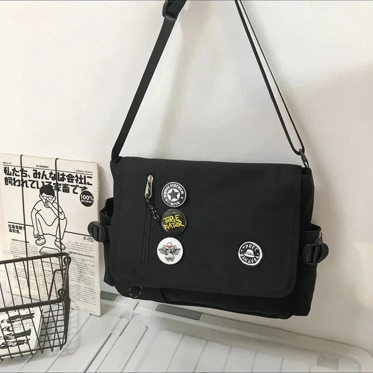 Nylon Crossbody Messenger Bag | Utility Shoulder Bag with Multiple Compartments