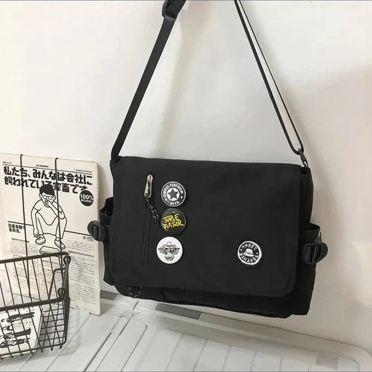 Nylon Crossbody Messenger Bag | Utility Shoulder Bag with Multiple Compartments