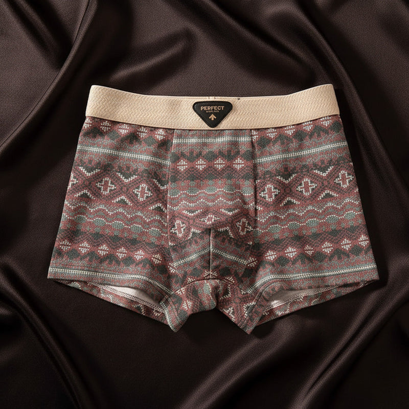 Cotton Blend Boxer Shorts with Geometric Pattern