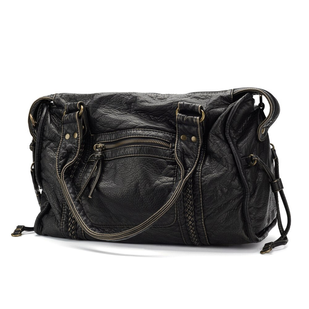 Zwarte Damestas PU Leer – Ruim 37cm met Verstelbare Riem