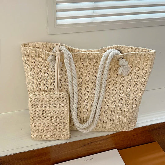 Strandtasche Damen mit Taugriffen – Inklusive passendem Beutel
