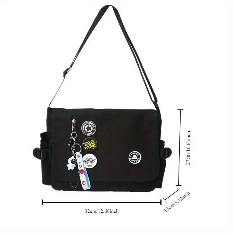 Nylon Crossbody Messenger Bag | Utility Shoulder Bag with Multiple Compartments