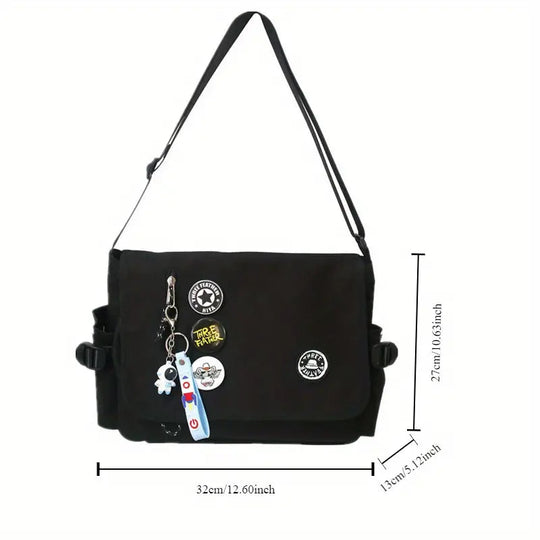 Nylon Crossbody Messenger Bag | Utility Shoulder Bag with Multiple Compartments