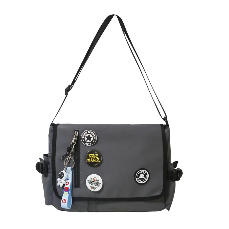 Nylon Crossbody Messenger Bag | Utility Shoulder Bag with Multiple Compartments