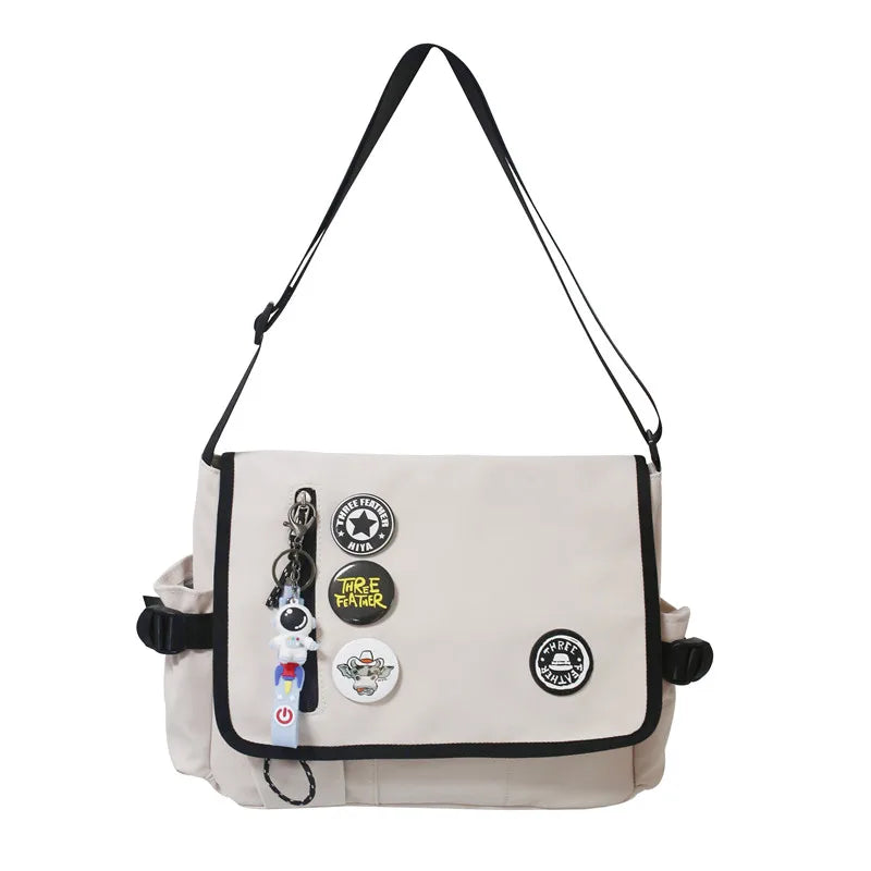 Nylon Crossbody Messenger Bag | Utility Shoulder Bag with Multiple Compartments