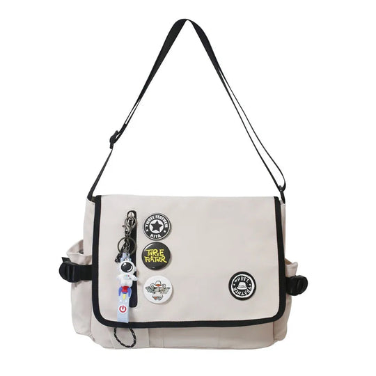 Nylon Crossbody Messenger Bag | Utility Shoulder Bag with Multiple Compartments